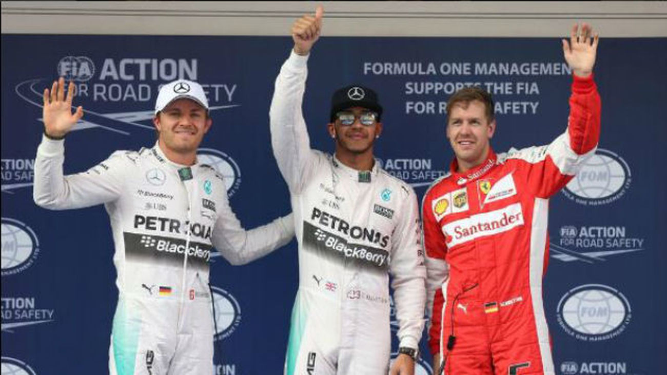 Rosberg, Hamilton y Vettel