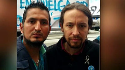 Uno de los manifestantes más radicales de Telefónica arropó a Iglesias el 1 de mayo