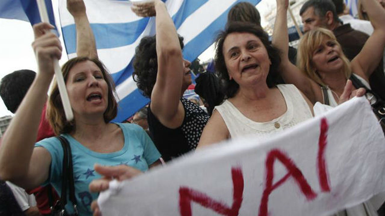 Manifestación en Atenas por el sí