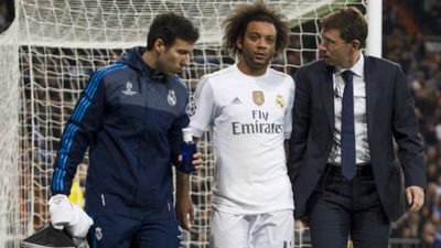 Marcelo, lesionado, es baja en Sevilla y duda para el Clásico