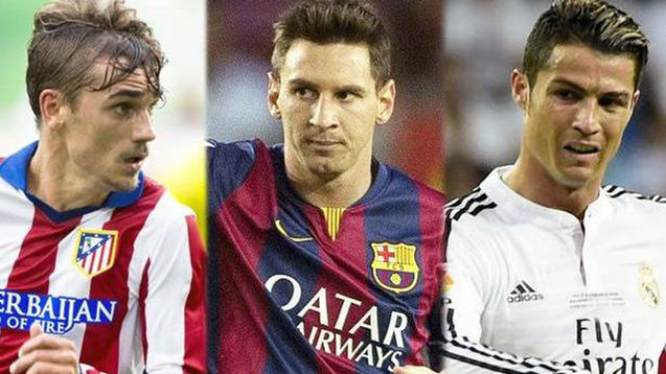 Griezmann, Messi y Cristiano