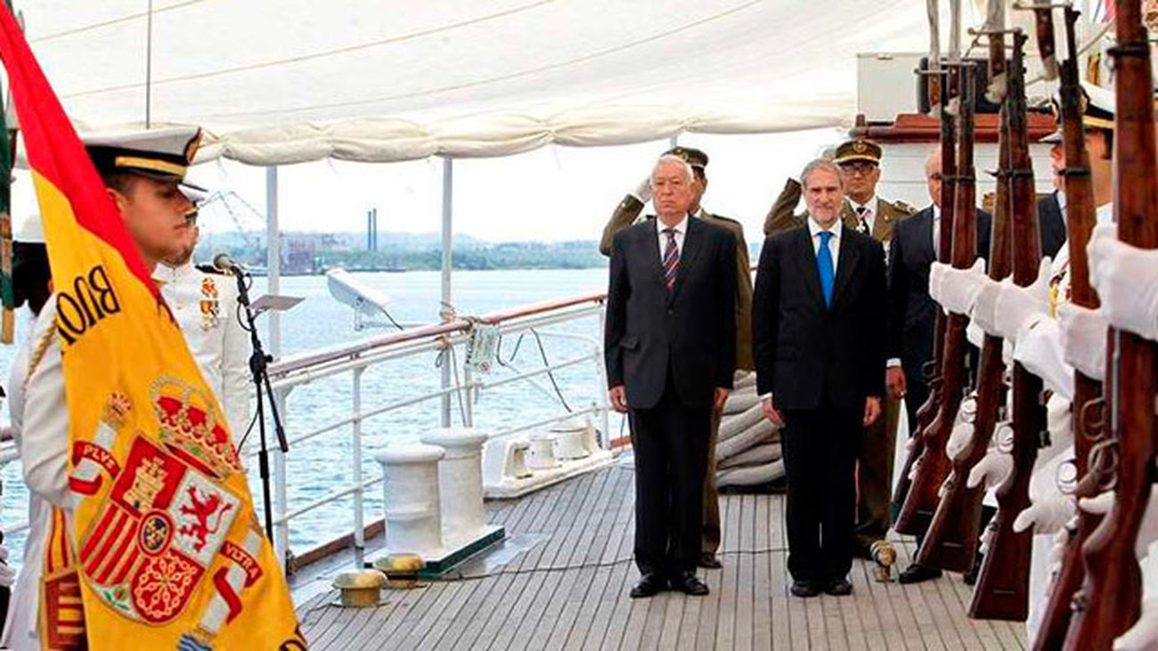 Jura de la bandera a bordo de Elcano en La Habana