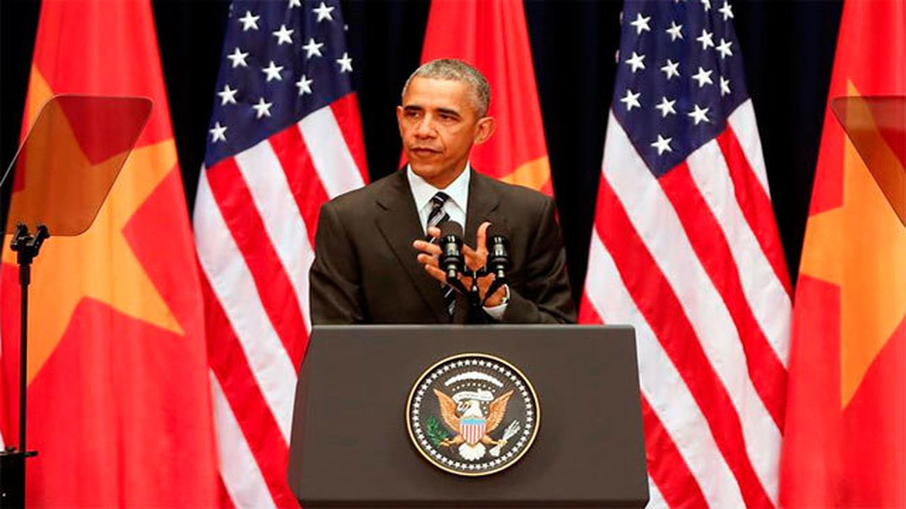 Barak Obama durante su discurso en Hanoi