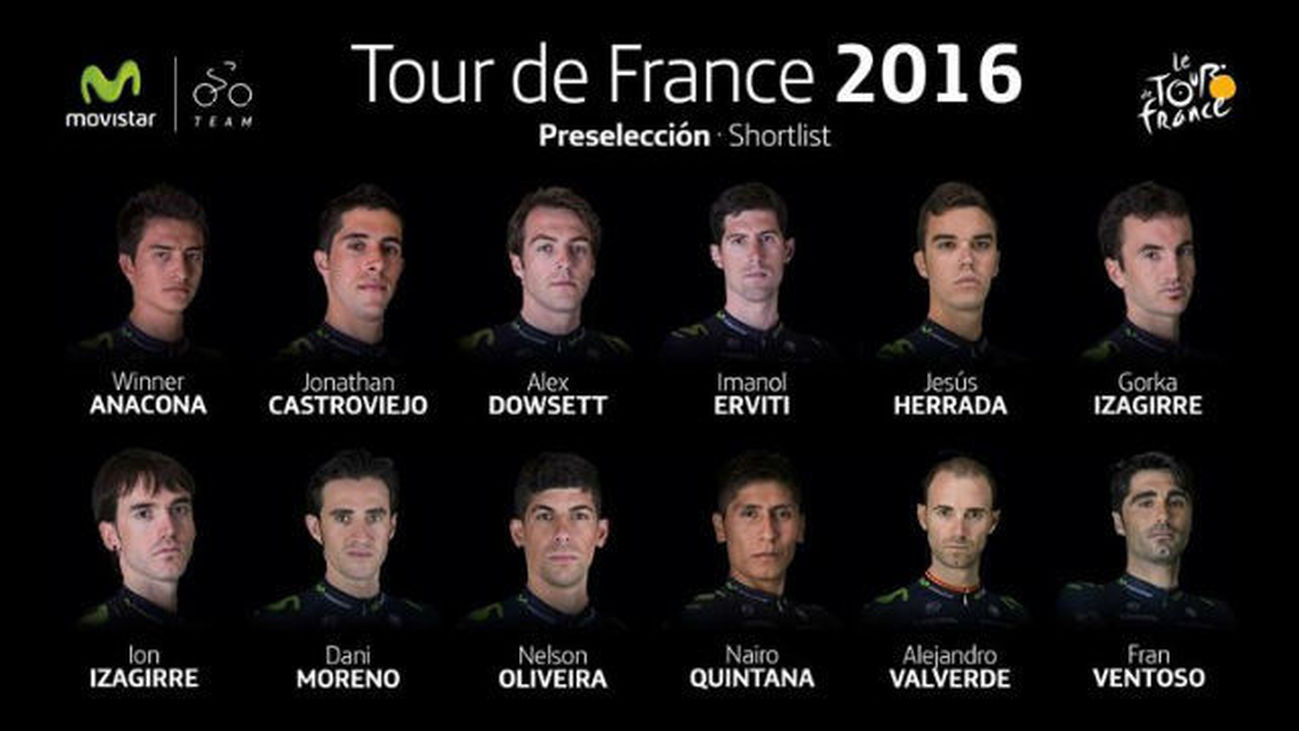 Quintana y Valverde encabezan el Movistar para el Tour