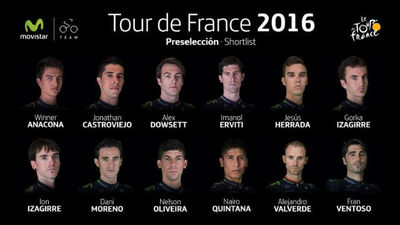 Quintana y Valverde encabezan el Movistar para el Tour