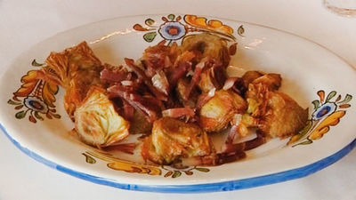 Receta de alcachofas confitadas con jamón