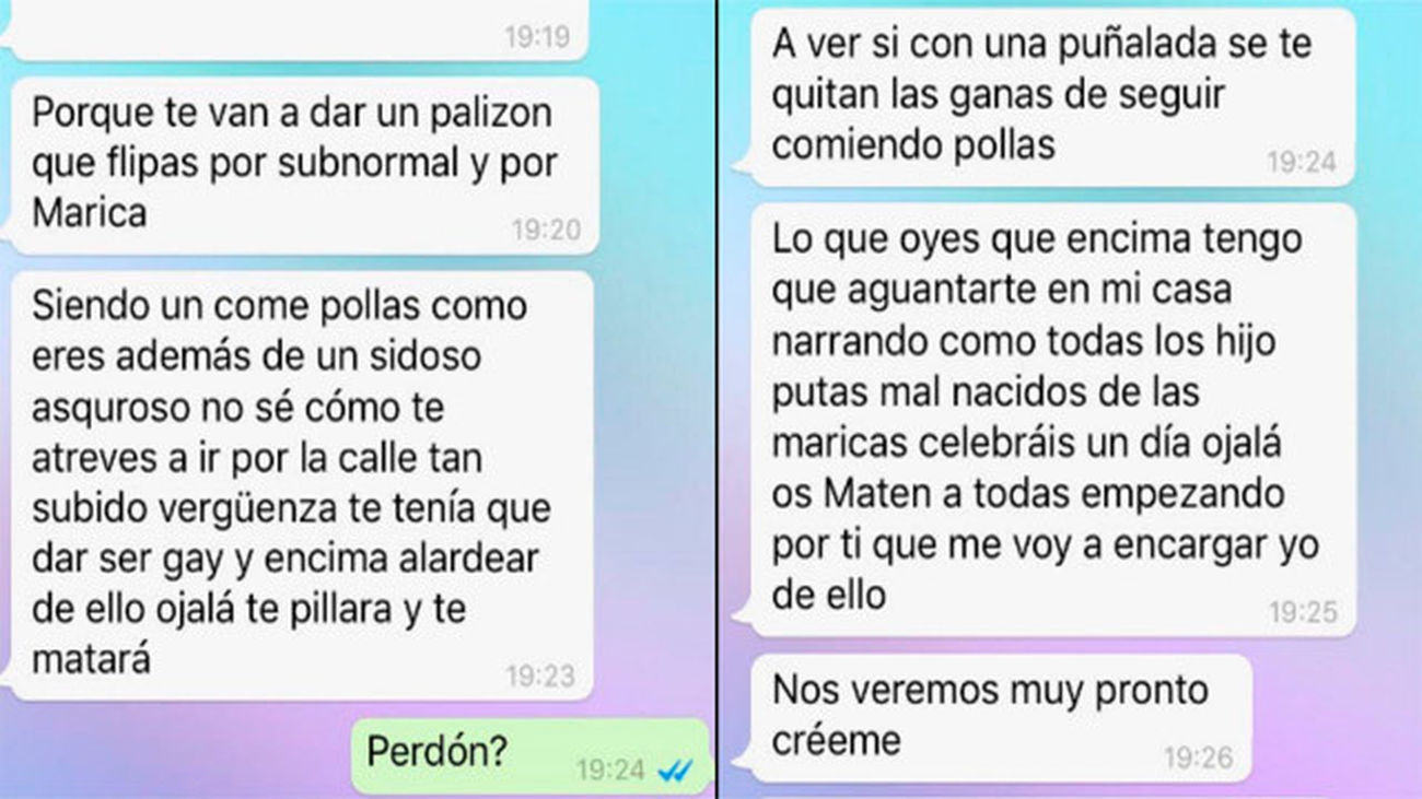 Pantallazos de las amenazas de muerte que ha recibido David Enguita