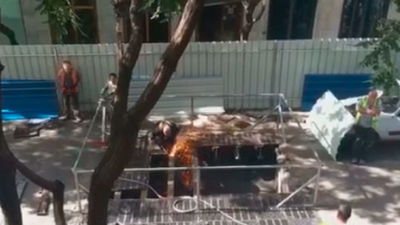 Grietas, ruido y polvo en Bretón de los Herreros por el desescombre de la Línea 1