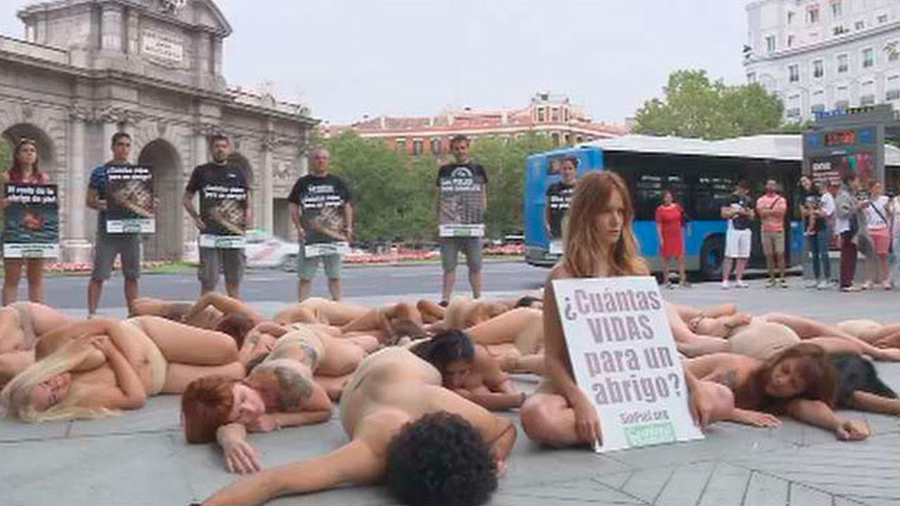 Concentración contra el uso de pieles  de animales