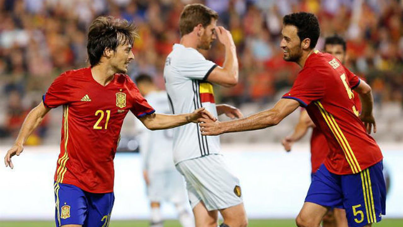 David Silva y Sergio Busquets