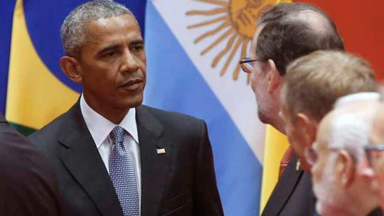 Obama saluda a mariano Rajoy en la cumbre del G-20