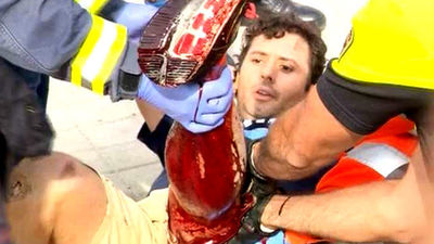 Un herido por asta de  toro en el tercer encierro de Móstoles