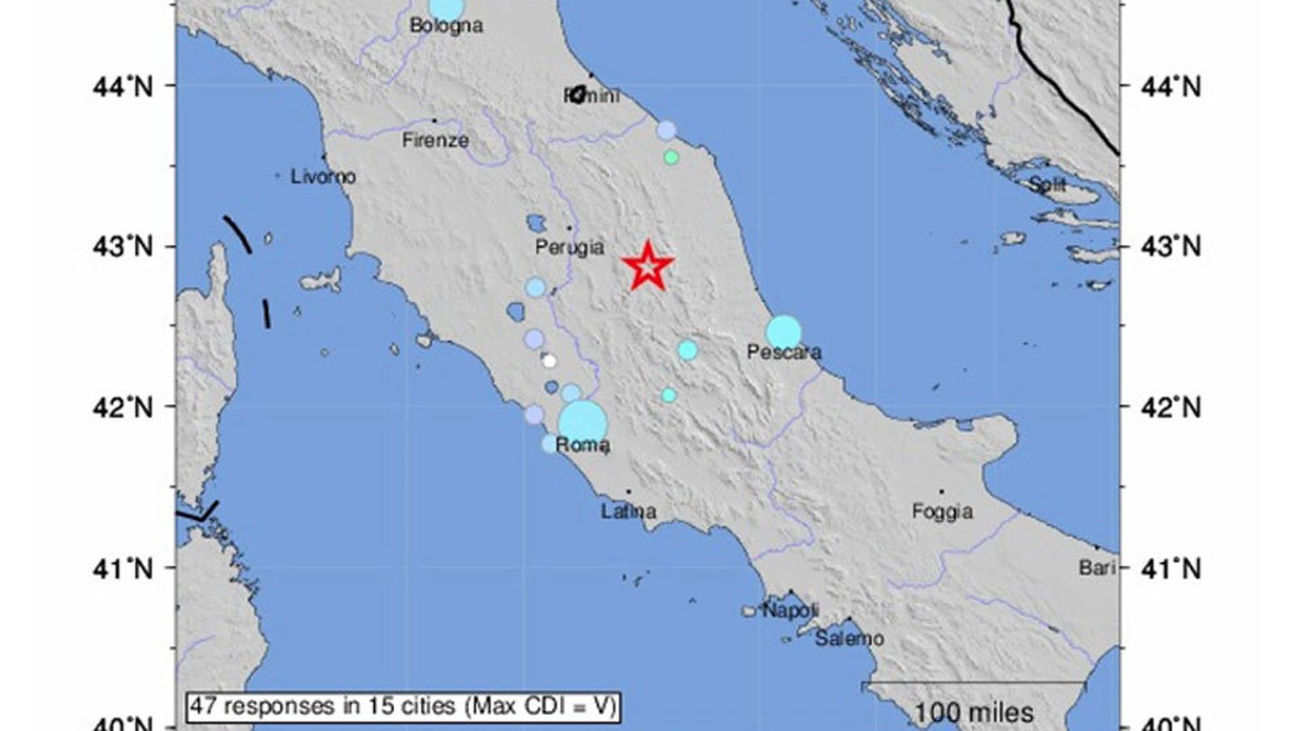 Un terremoto de 5,4 grados estremece la región central de Italia