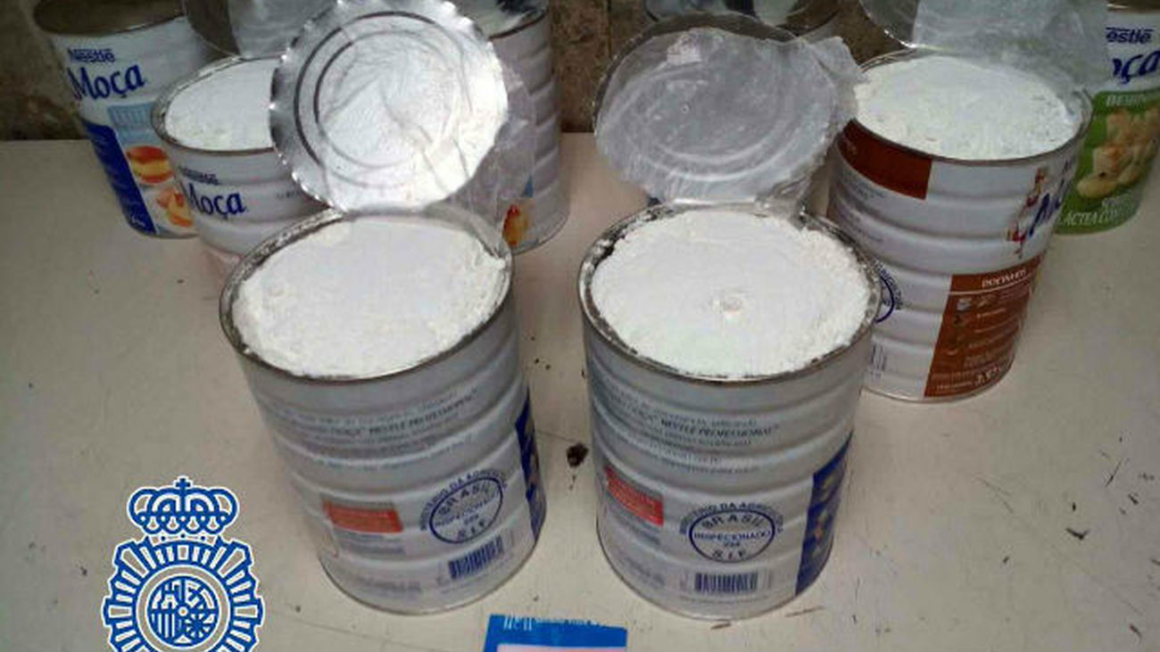 15 kilos de cocaína en botes de leche condensada