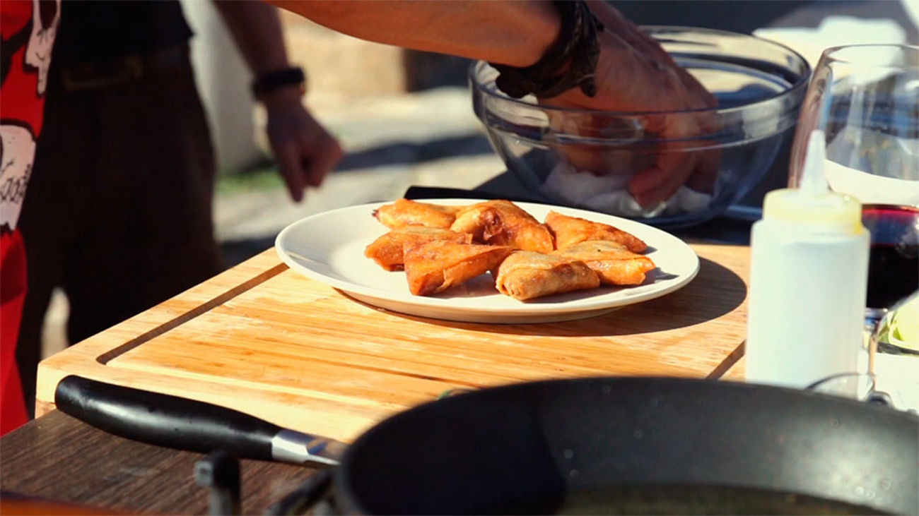 Samosas de boletus edulis, hígado de pato, cebolla, ajo, oporto y maíz dulce
