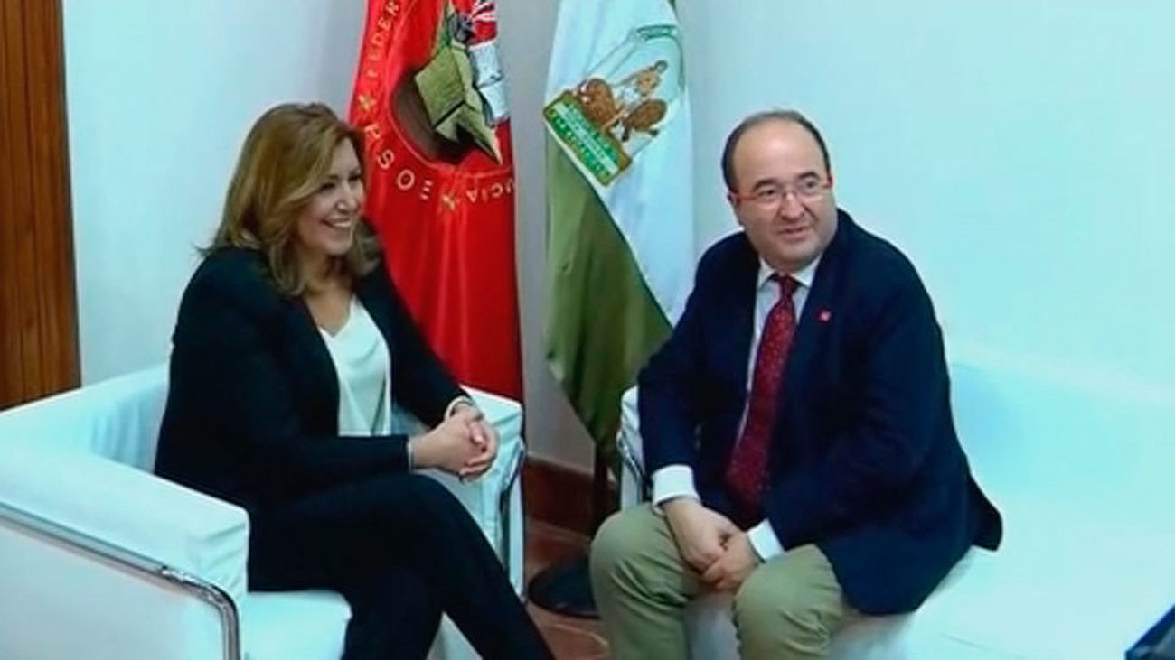 Susana Díaz con Miquel Iceta durante la reunión mantenida en Sevilla