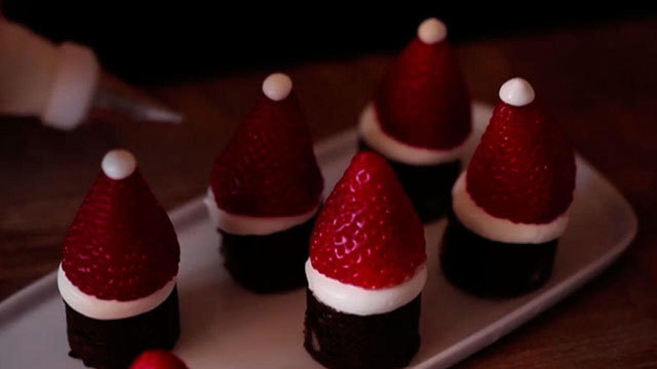 Gorritos Noel con brownie de chocolate y pacanas