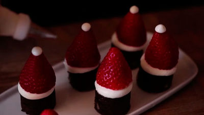 Gorritos Noel con brownie de chocolate y pacanas