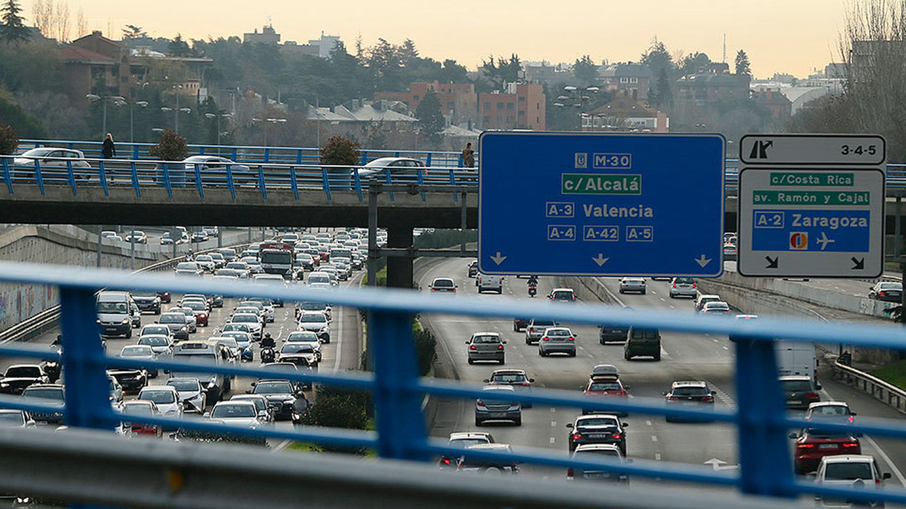 Imagen del tráfico en la M30 de Madrid