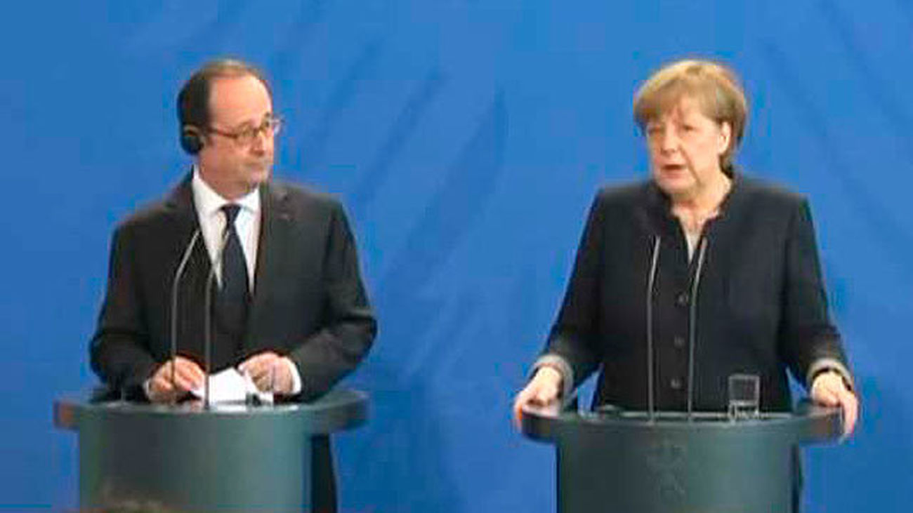 François Hollande y  Angela Merkel
