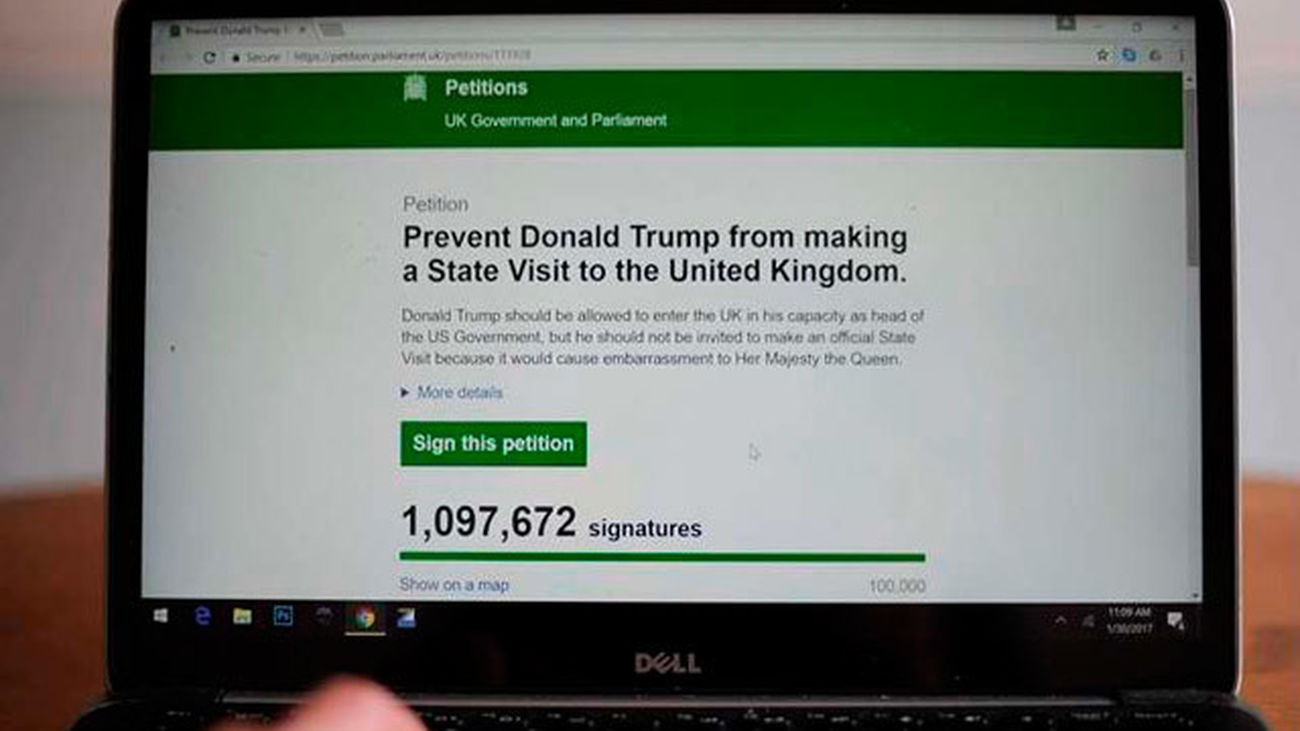 Más de un millón de personas en contra de la visita de Trump al Reino Unido