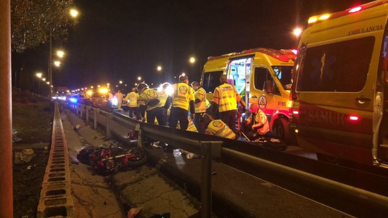 Fallece un motorista en un accidente  en la M-40 en San Blas