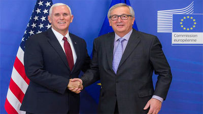 Juncker dice ante Pence que no es momento de "dividir" a la UE y EEUU