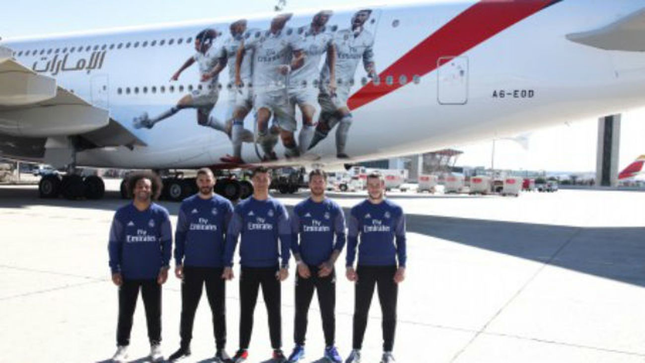 Emirates presenta su A380 del Real Madrid en Barajas