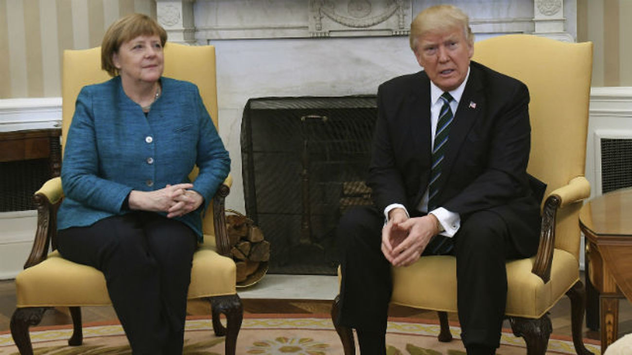 El presidente de EE.UU., Donald J. Trump y la canciller alemana, Angela Merkel