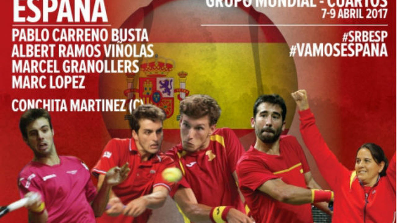 Equipo español de la Copa Davis ante Serbia