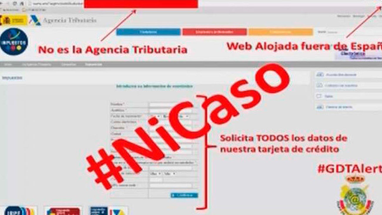 La Guardia Civil alerta de correos que simulan ser de la Agencia Tributaria