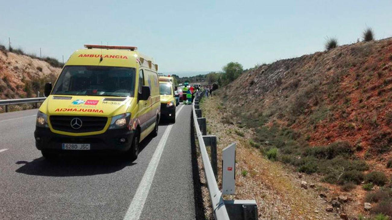 Un accidente entre siete vehículos en la  A3 a la altura de Villarejo provoca ocho heridos leves