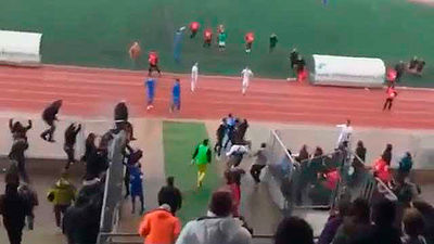 Pelea tras el partido entre el RSD Alcalá y el CD San Fernando