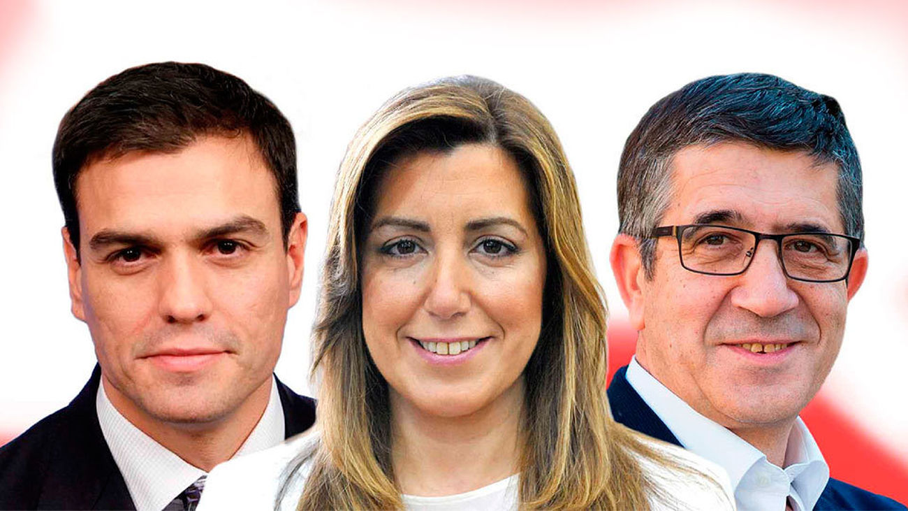 Susana Díaz, Pedro Sánchez y Patxi López, candidatos a liderar el PSOE