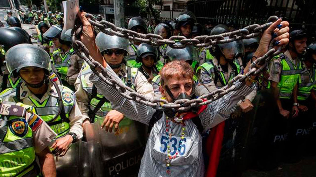 Manifestación opositora en Venezuela