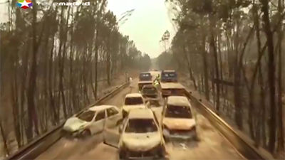 Un dron graba el incendio más letal de la historia de Portugal