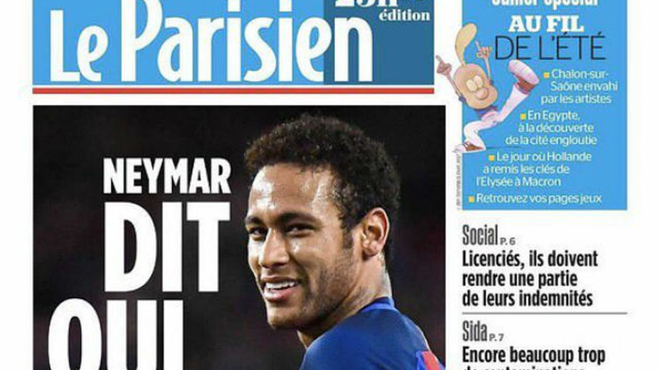 La prensa francesa da por segura la llegada de Neymar al PSG