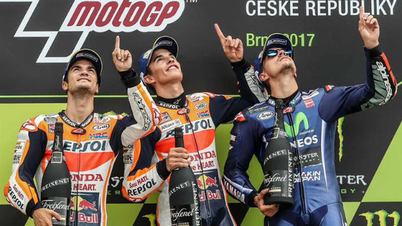 Pedrosa, Márquez y Viñales