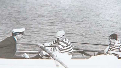 Retrato en blanco y negro del estanque del Retiro