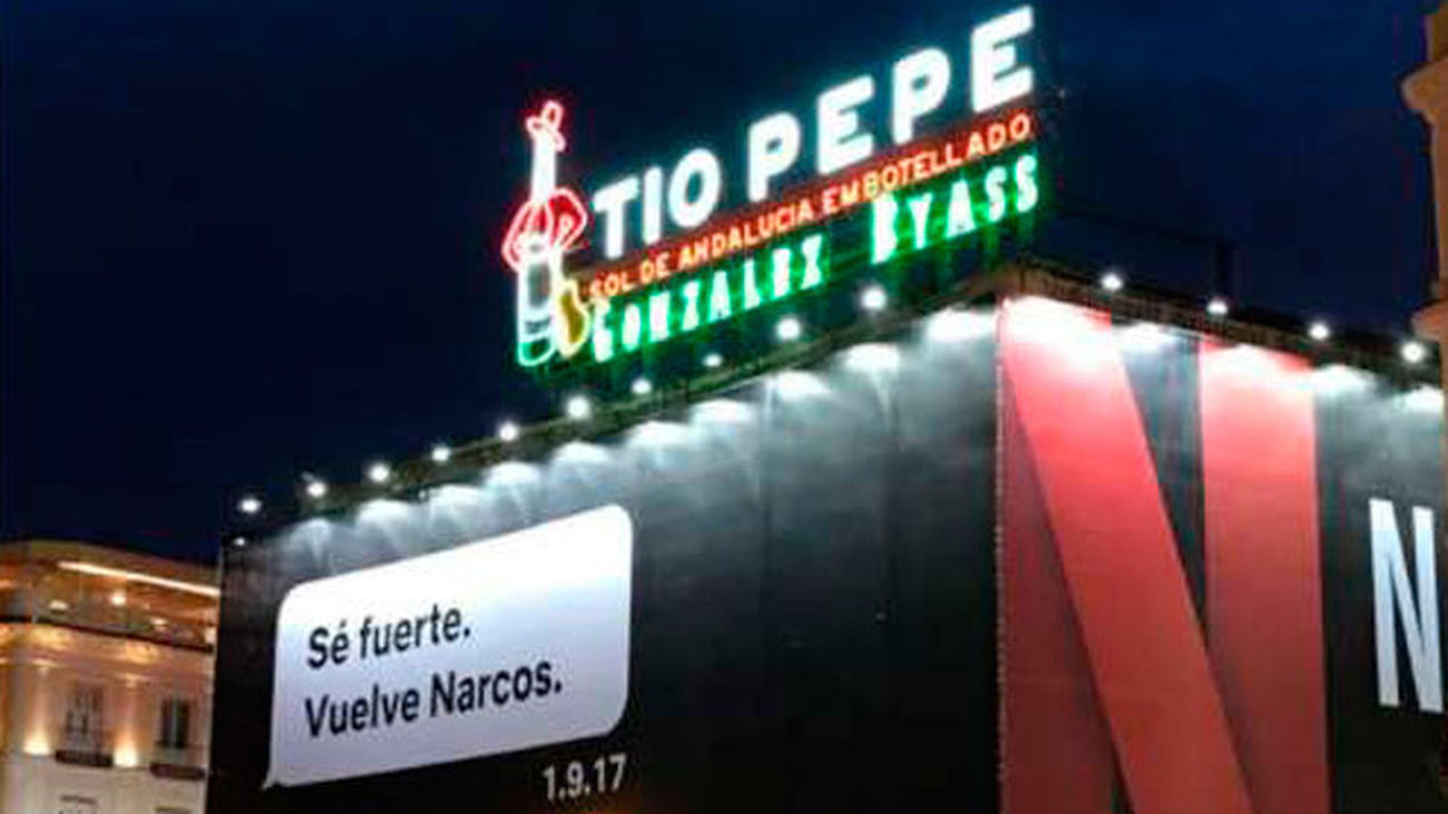 Imagen del nuevo anuncio de Netflix en la Puerta del Sol