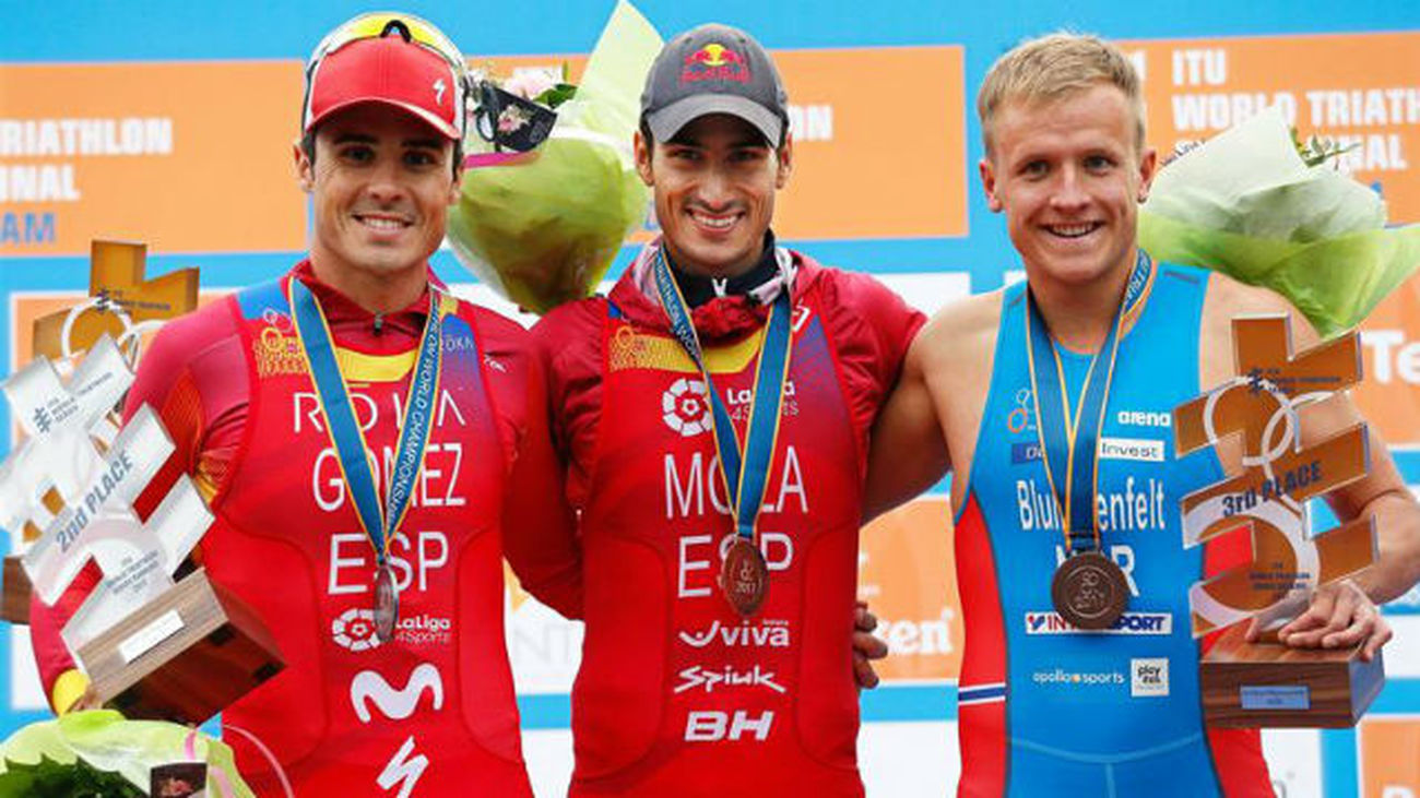 Podio del Mundial de Triatlon