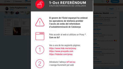 La Generalitat activa una cuenta de Twitter sobre la consulta tras el bloqueo de webs
