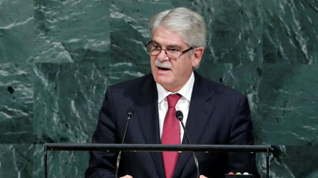 El ministro español de Asuntos Exteriores, Alfonso Dastis, habla durante el debate de alto nivel de la 72 Asamblea General de N