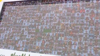 Mosaico de fotografías y luces para celebrar el Día Mundial de la Investigación en Cáncer