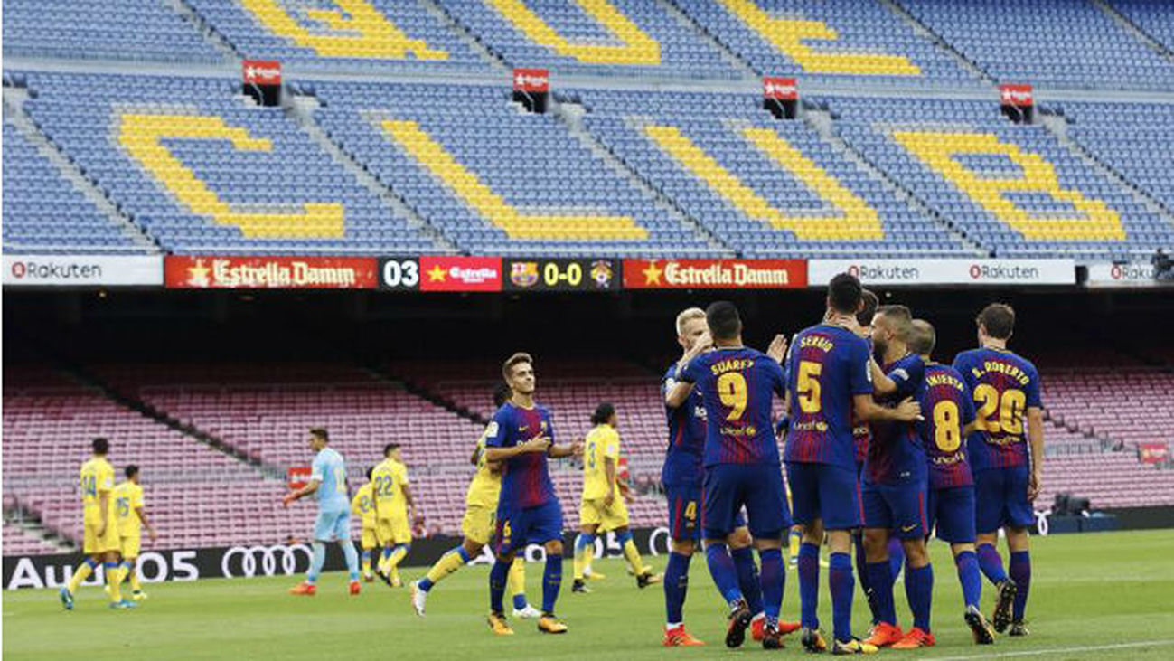 3-0. El Barça golea a Las Palmas en un Nou Camp vacío