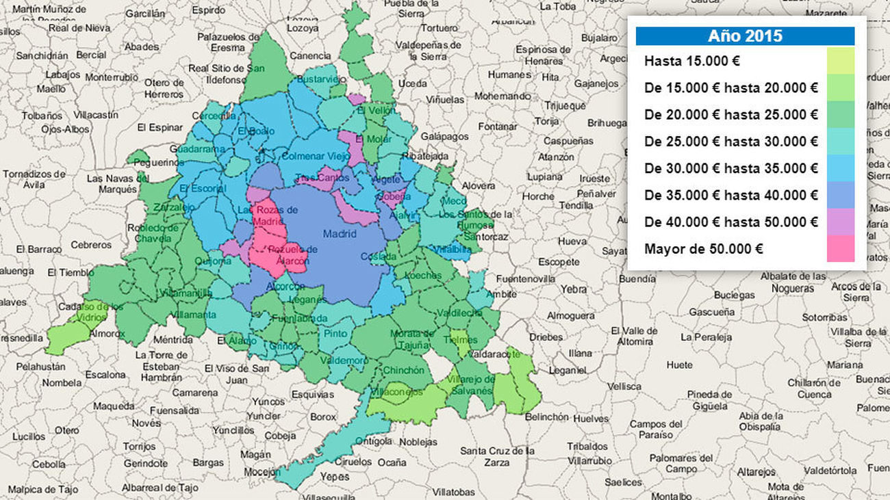 Mapa IRPF municipios de Madrid