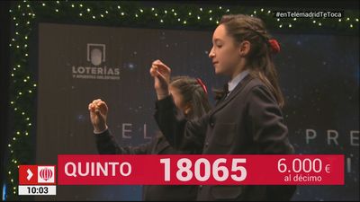 18065, video del quinto premio del Sorteo de Lotería de Navidad 2017