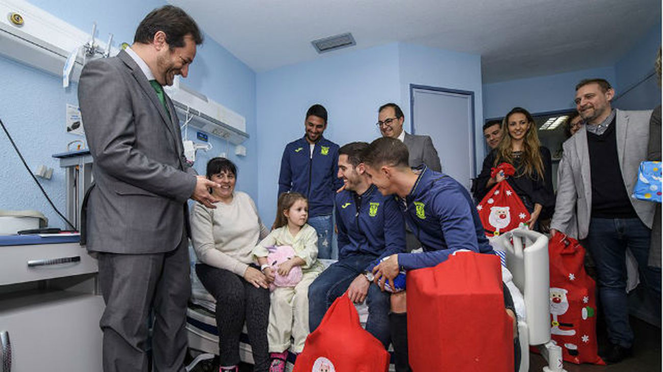 Jugadores del Leganés en el hospital Severo Ochoa