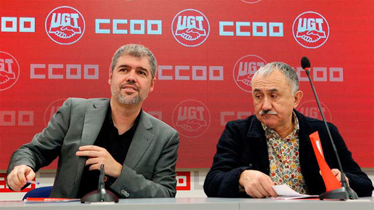 Los secretarios generales de CCOO y UGT, Unai Sordo y Pepe Álvarez
