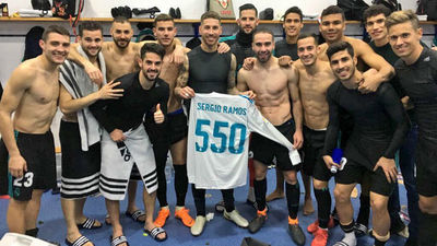Sergio Ramos celebra los 550 partidos oficiales con el Real Madrid